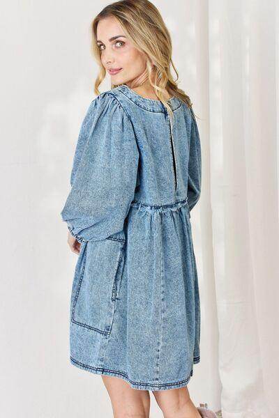 HEYSON Full Size Oversized Denim Babydoll Dress for Women - Selvanelle