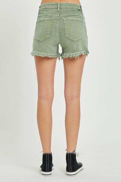 RISEN Mid Waist Frayed Hem Denim Shorts for Summer Style - Selvanelle