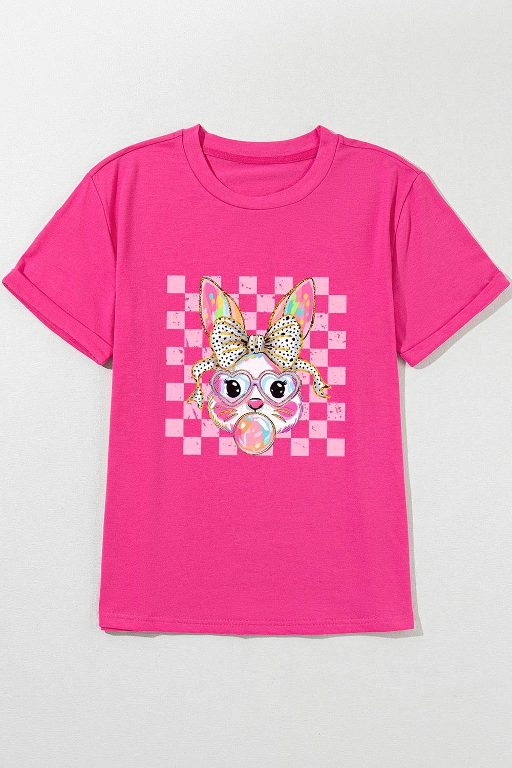 Rabbit Graphic Round Neck Short Sleeve T-Shirt - Selvanelle