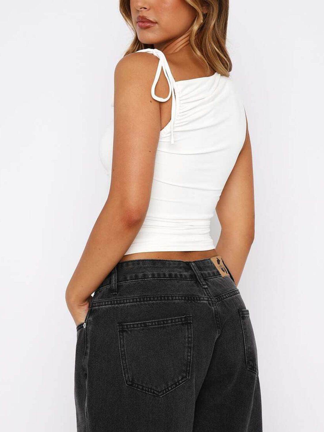 Lovelet Ruched Asymmetrical Neck Cami for Women’s Fashion - Selvanelle