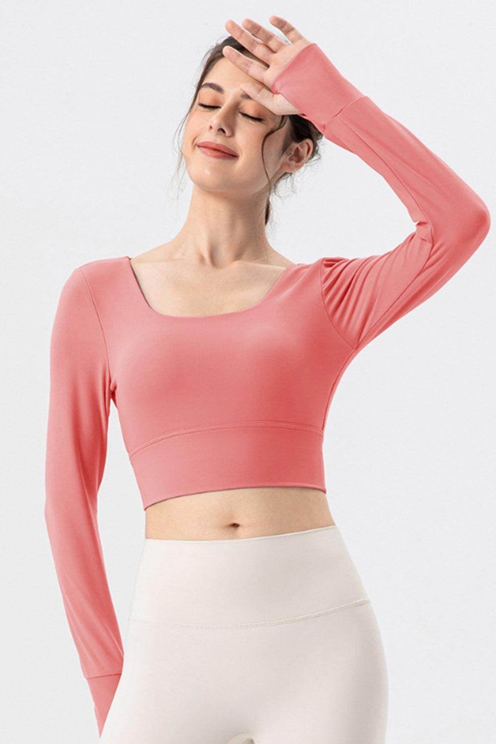Square Neck Crisscross Active T-Shirt for Women Fitness - Selvanelle