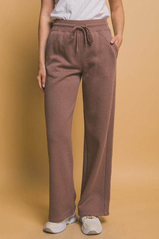 Love Tree Drawstring Wide Leg Sweatpants With Pockets - Selvanelle