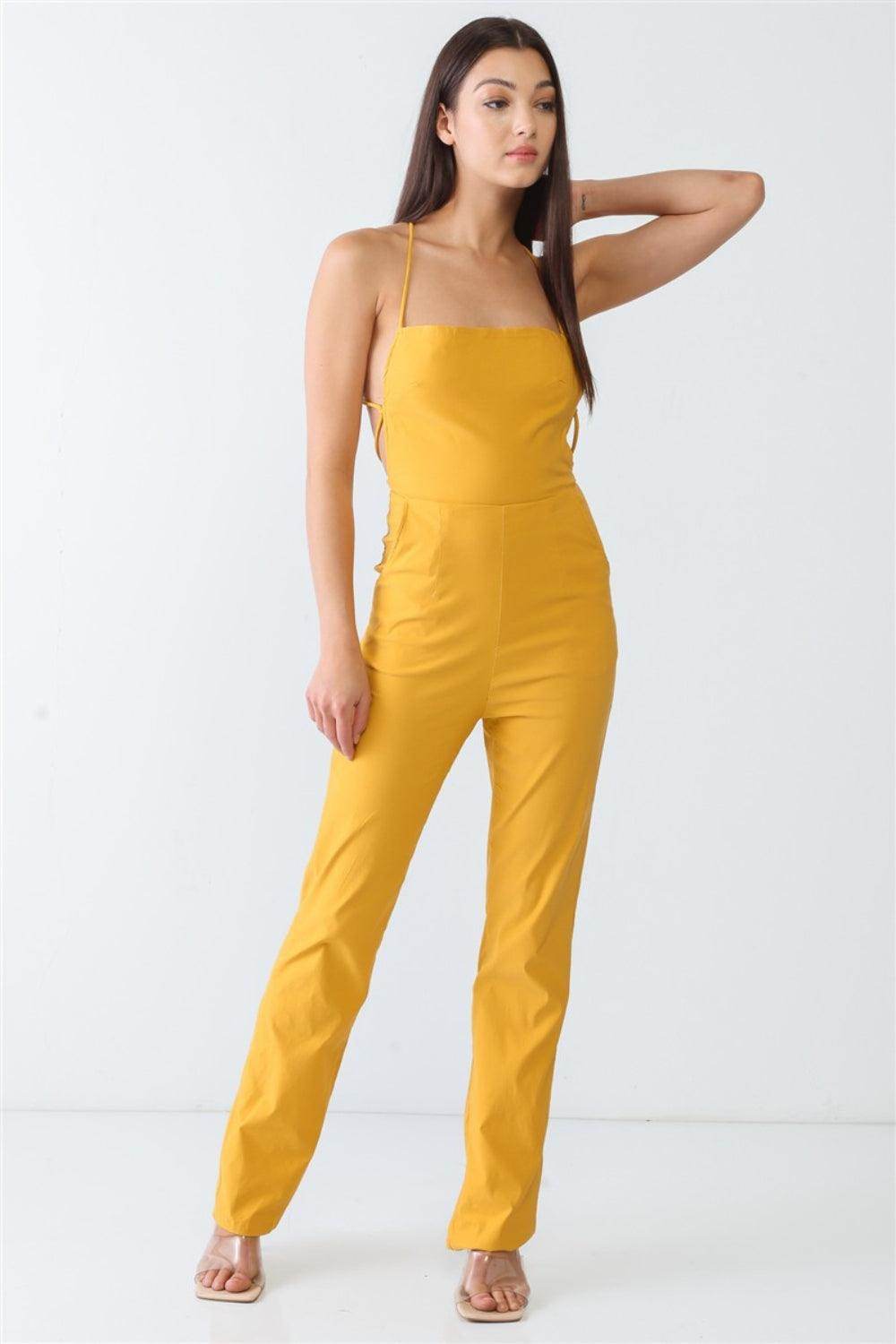 Doreli Group Backless Tied Spaghetti Strap Jumpsuit - Selvanelle