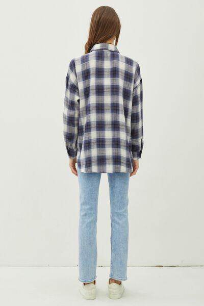 Be Cool Plaid Flannel Button Down Shirt with Chest Pocket - Selvanelle