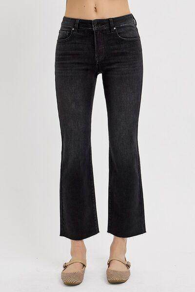 RISEN Tummy Control Mid Rise Crop Straight Jeans for Women - Selvanelle