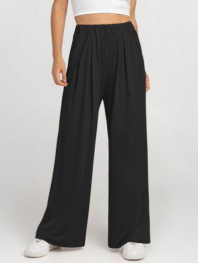 Elastic Waist Wide Leg Pants for Women in Various Sizes - Selvanelle