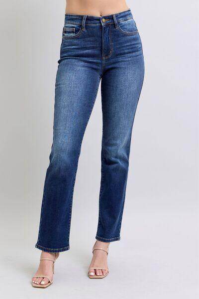 Judy Blue Full Size Washed Straight Leg Jeans with Pockets - Selvanelle