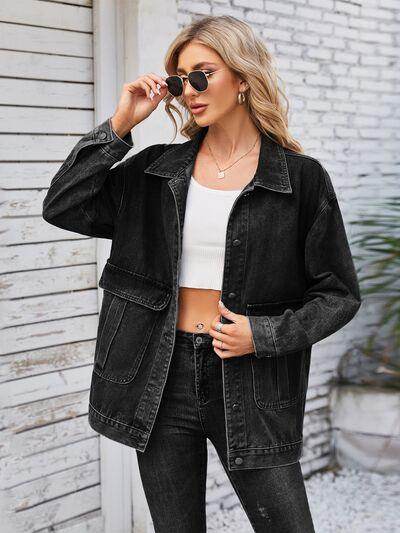 Button Up Long Sleeve Denim Jacket for Stylish Looks - Selvanelle