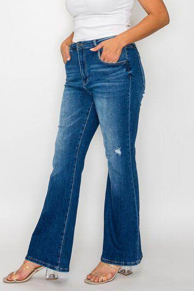Bytos Full Size High Rise Bootcut Jeans With Pockets - Selvanelle
