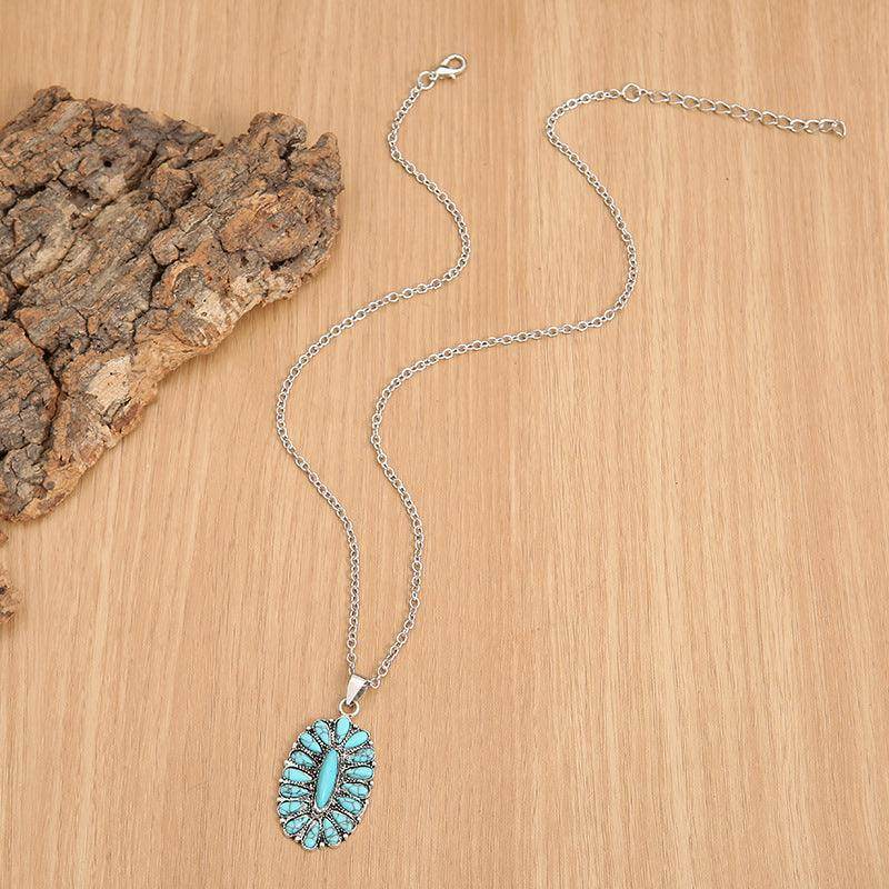 Artificial Turquoise Pendant Alloy Necklace for Stylish Wear - Selvanelle