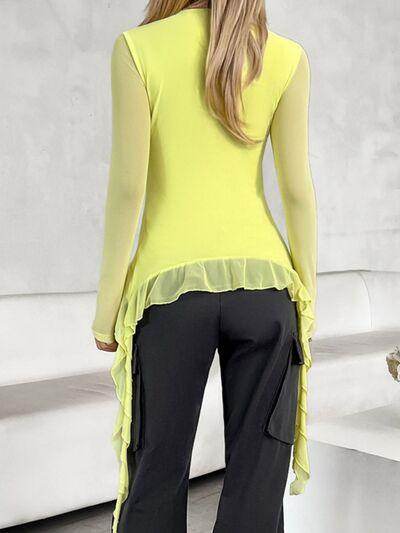 Devine Flower Scoop Neck Long Sleeve Top for Women - Selvanelle