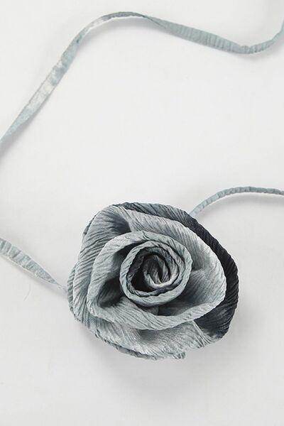 Printed Ruffled Off-Shoulder Blouse with Flower Neck Tie - Selvanelle