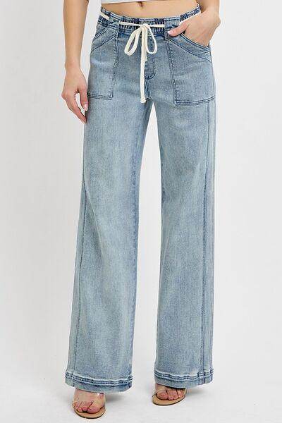 RISEN Full Size Straight Leg Jeans with Pockets Plus Size - Selvanelle