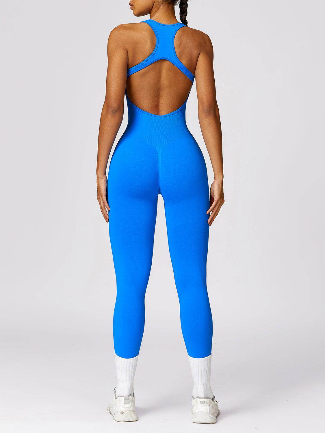 Cutout Racerback Active Jumpsuit for Comfortable Workouts - Selvanelle