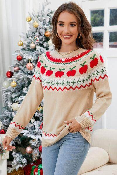 Angel Wings Graphic Round Neck Long Sleeve Sweater for Women - Selvanelle