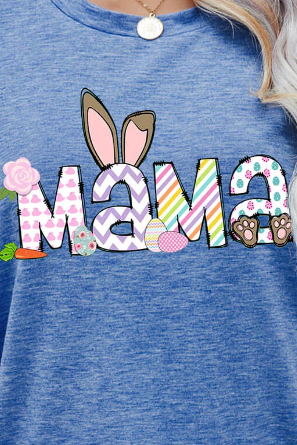 Easter MAMA Graphic Round Neck T-Shirt - Selvanelle
