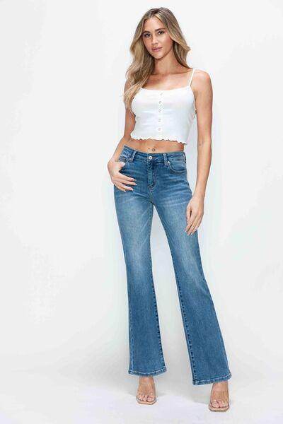 bytos Full Size Cat's Whiskers Bootcut Jeans for Women - Selvanelle