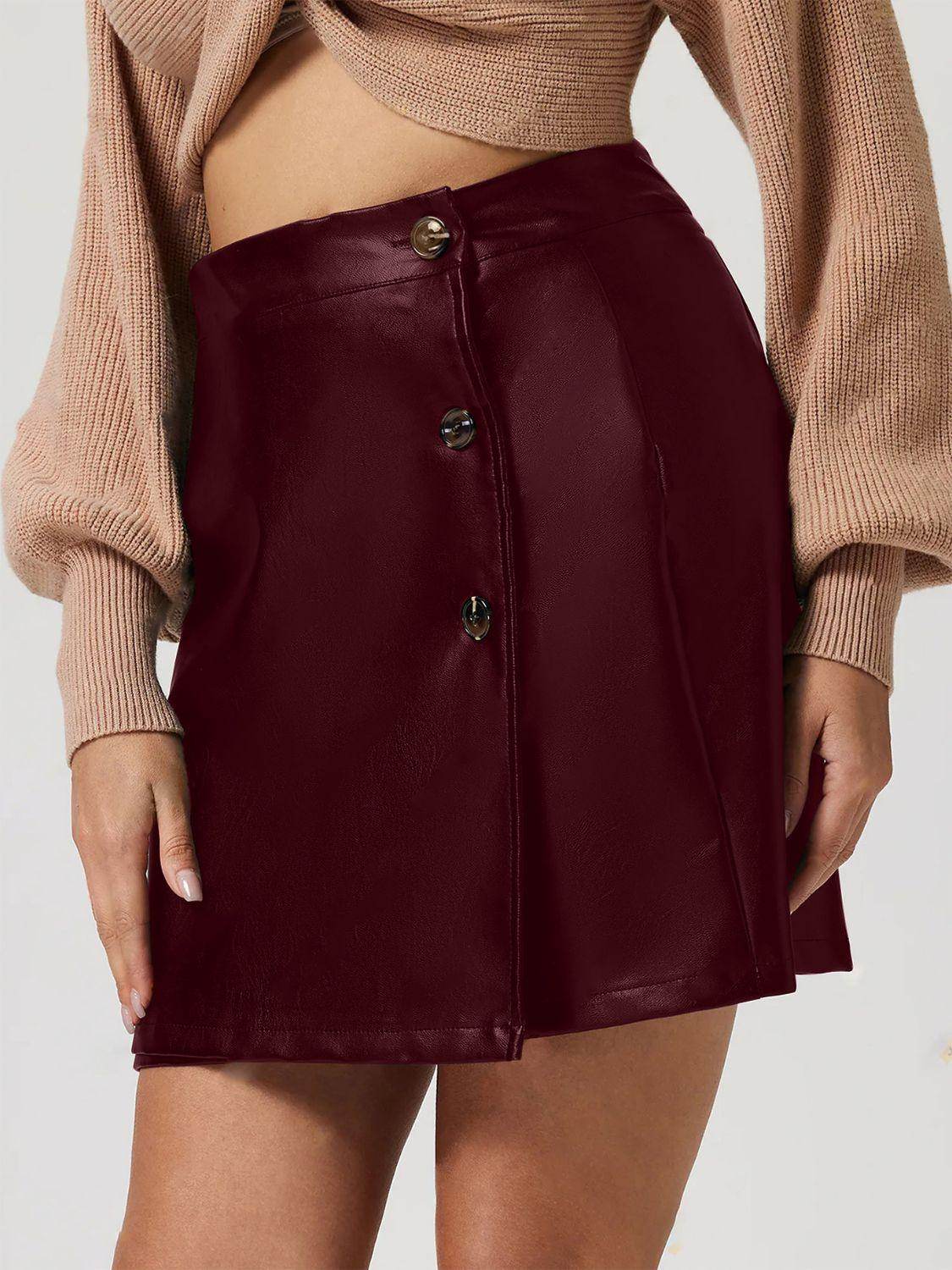 Buttoned High Rise Mini Skirt for Stylish Casual Wear - Selvanelle