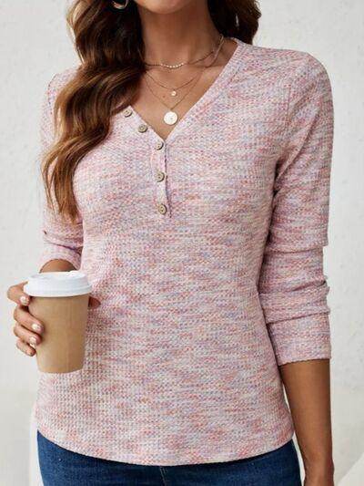 V-Neck Long Sleeve T-Shirt for Women in Comfortable Fit - Selvanelle