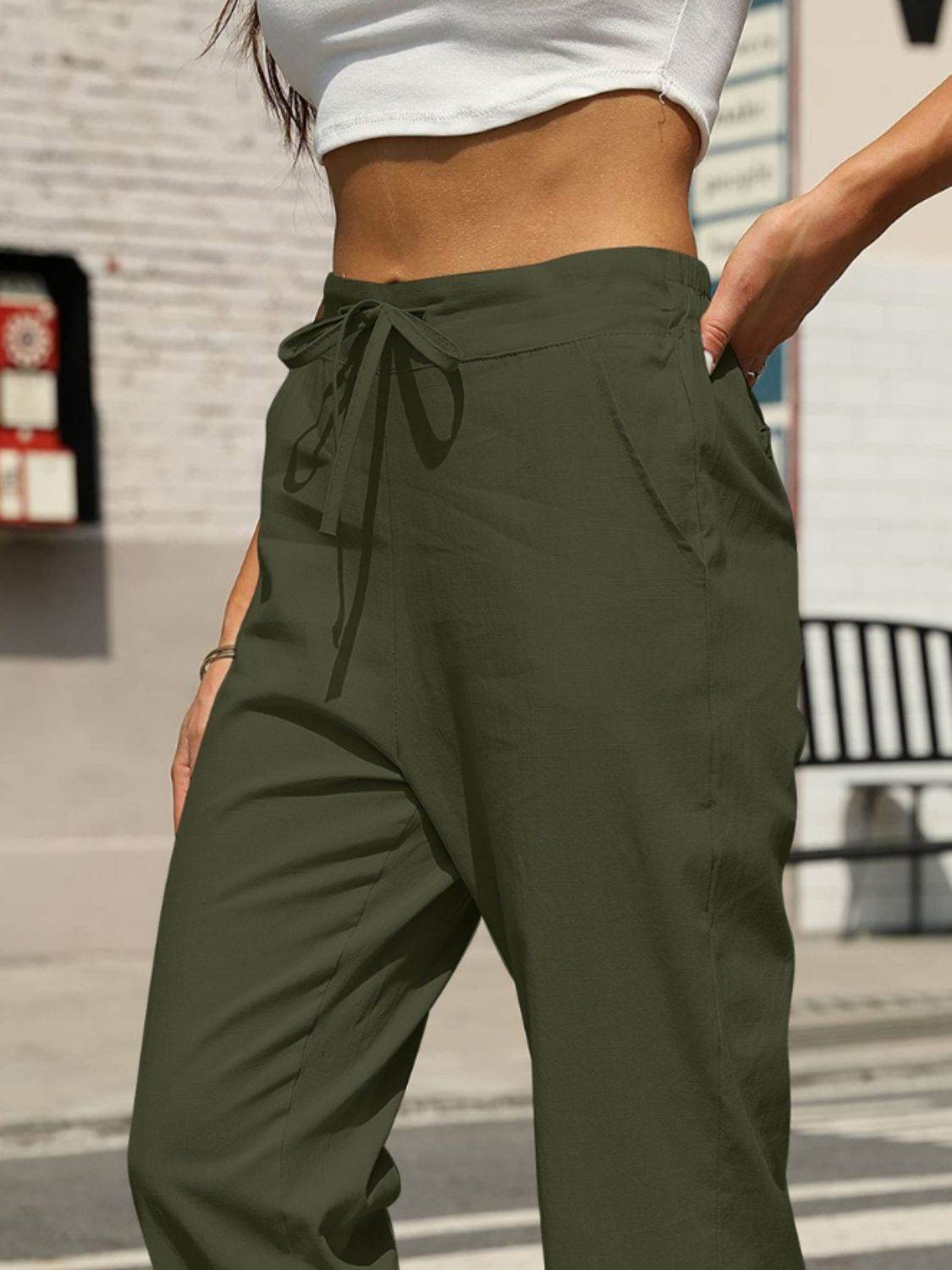 Elastic Waist Tapered Pants - Selvanelle