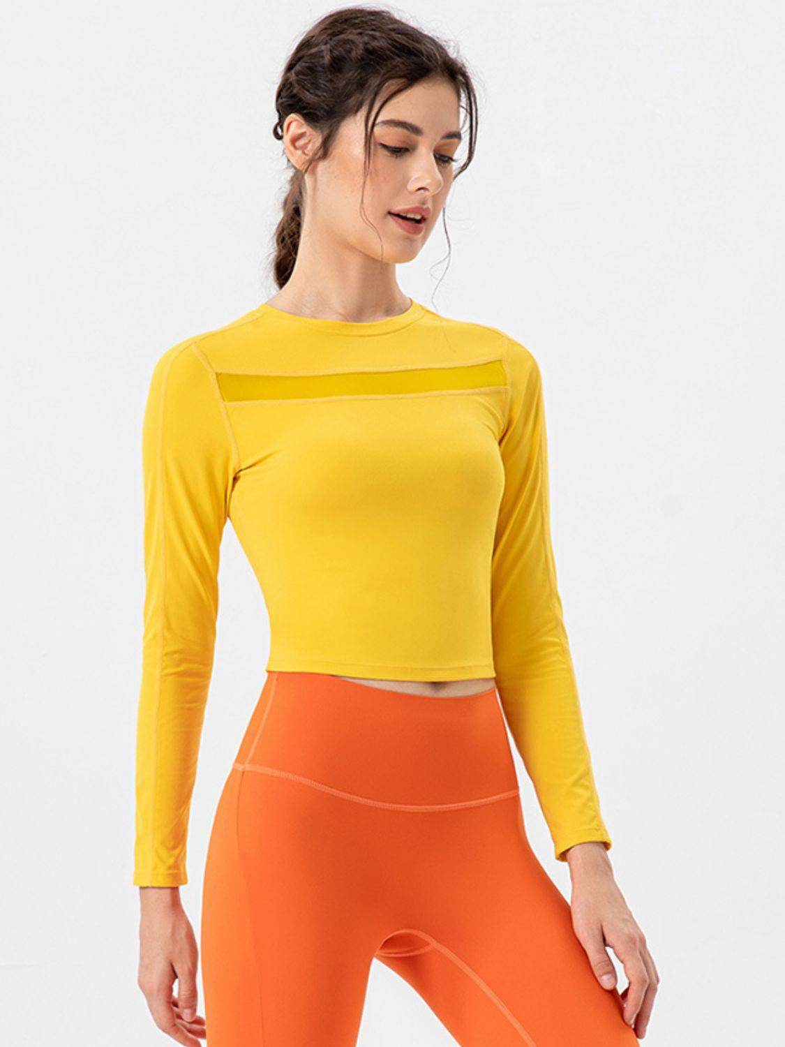 Round Neck Long Sleeve Active T-Shirt for Comfort and Style - Selvanelle