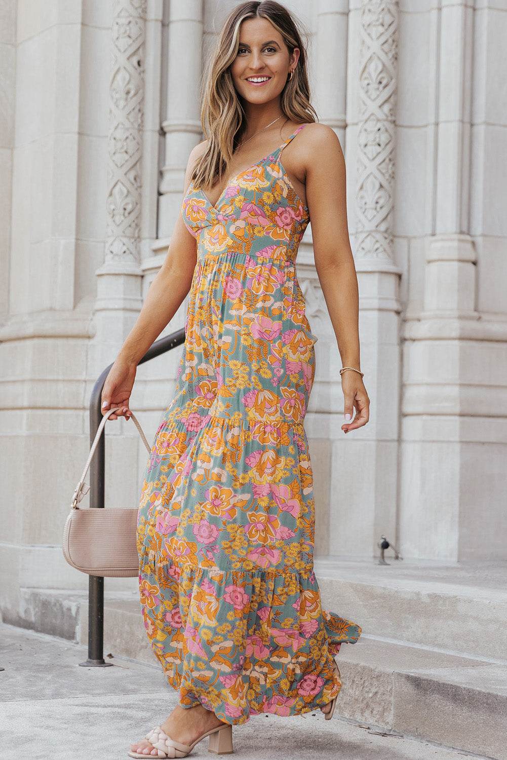 Floral Spaghetti Strap Wide Leg Jumpsuit - Selvanelle