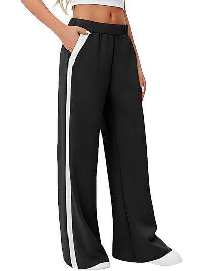 Side Striped Wide Leg Pants for Comfortable Everyday Style - Selvanelle