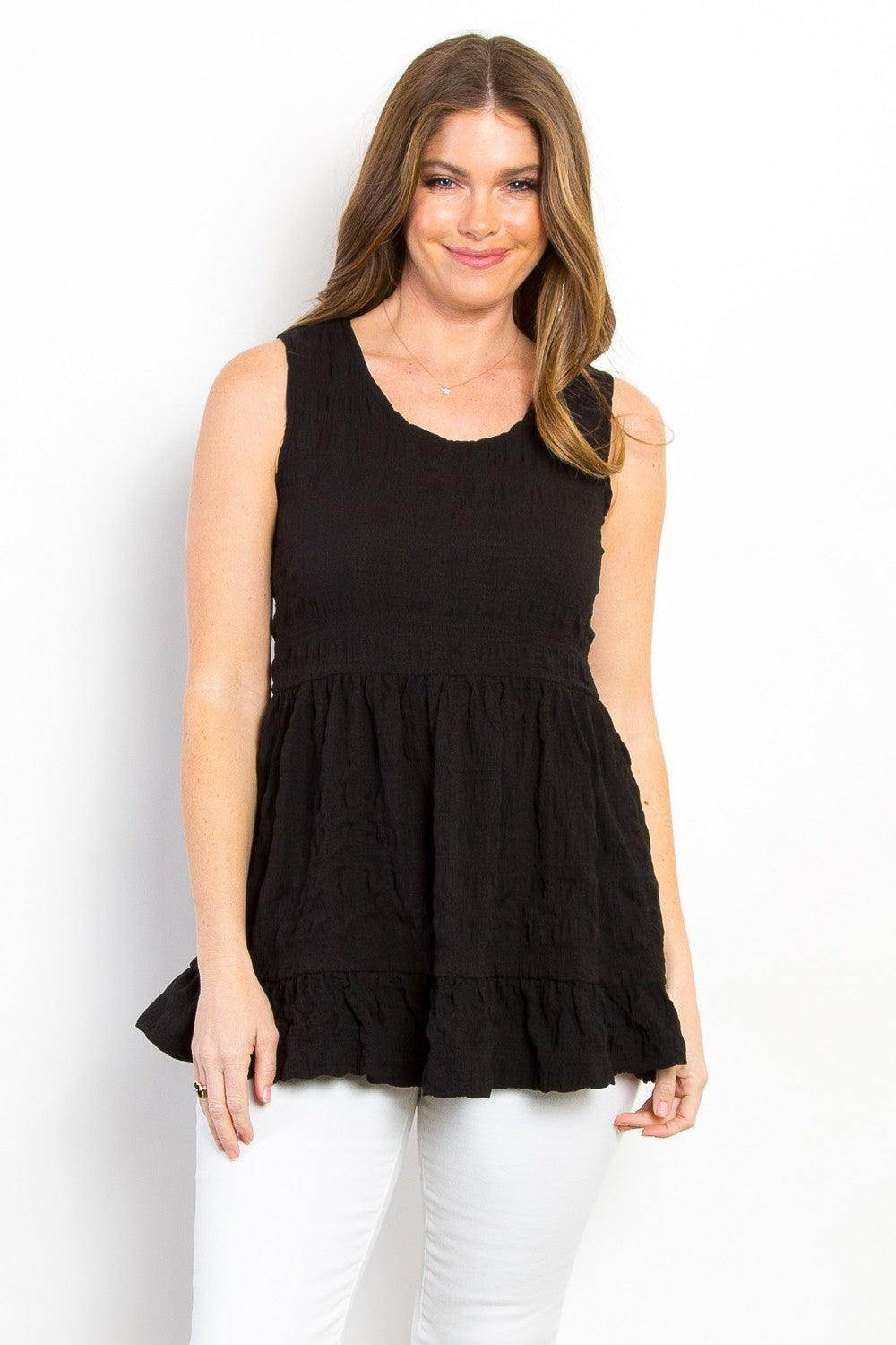 Be Stage Ruffled Sleeveless Babydoll Top for Summer Style - Selvanelle