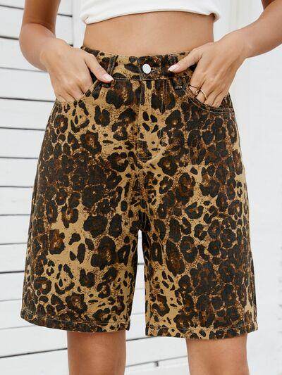 Leopard High Waist Denim Shorts for Women Fashion Style - Selvanelle