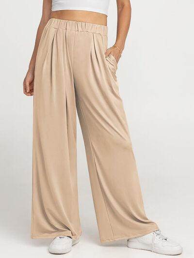 Elastic Waist Wide Leg Pants for Women in Various Sizes - Selvanelle