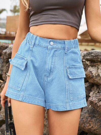 High Waist Denim Shorts with Pockets for Summer Style - Selvanelle
