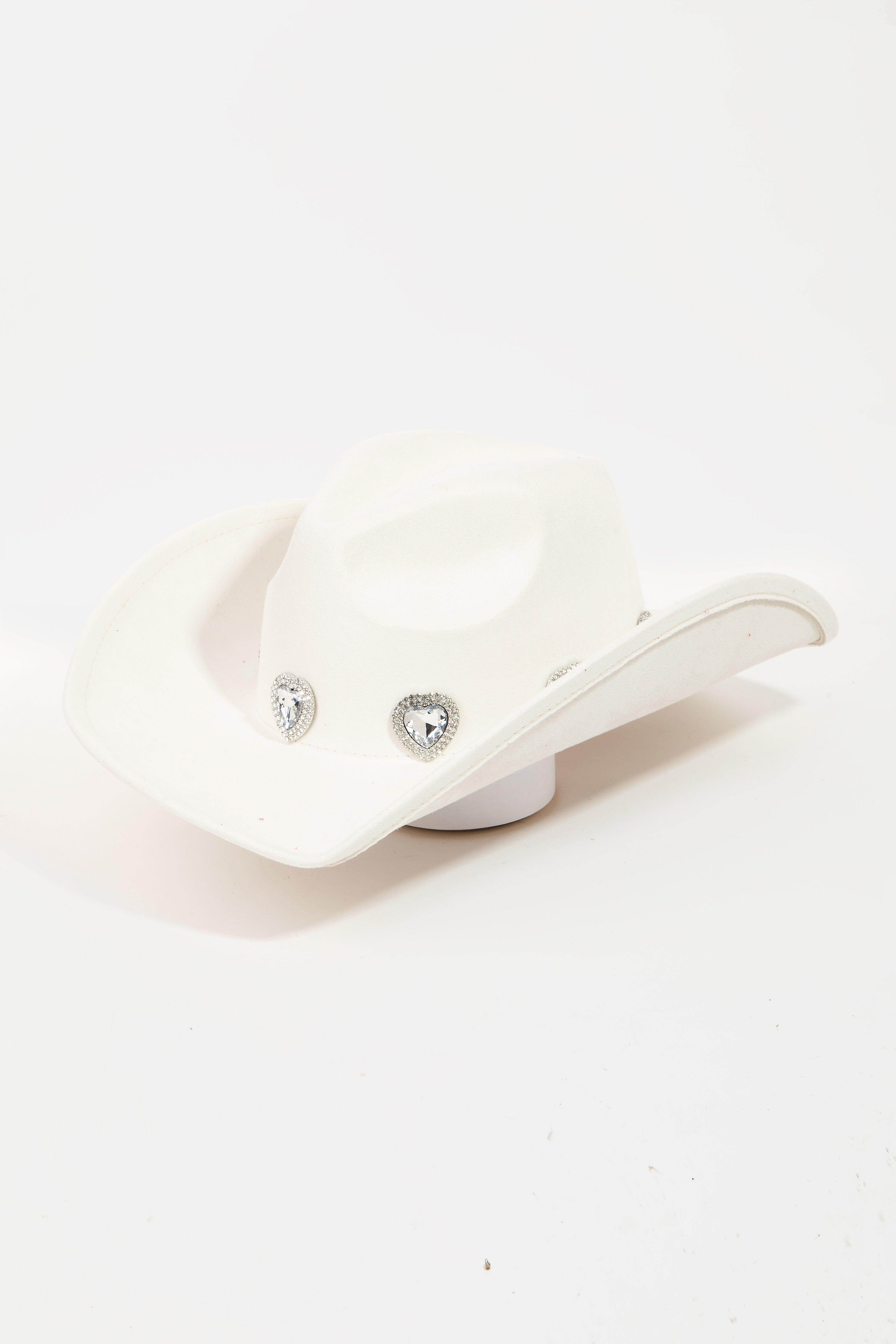 Fame Rhinestone Pave Heart Cowboy Hat for Stylish Women - Selvanelle