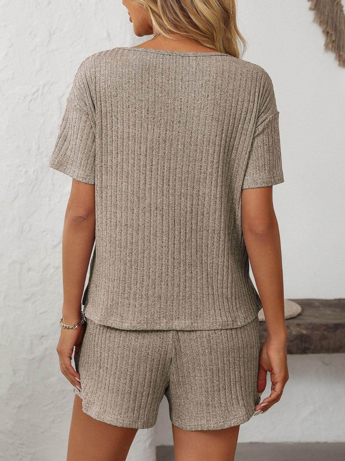 Mandy V-Neck Short Sleeve Top and Shorts Set for Women - Selvanelle