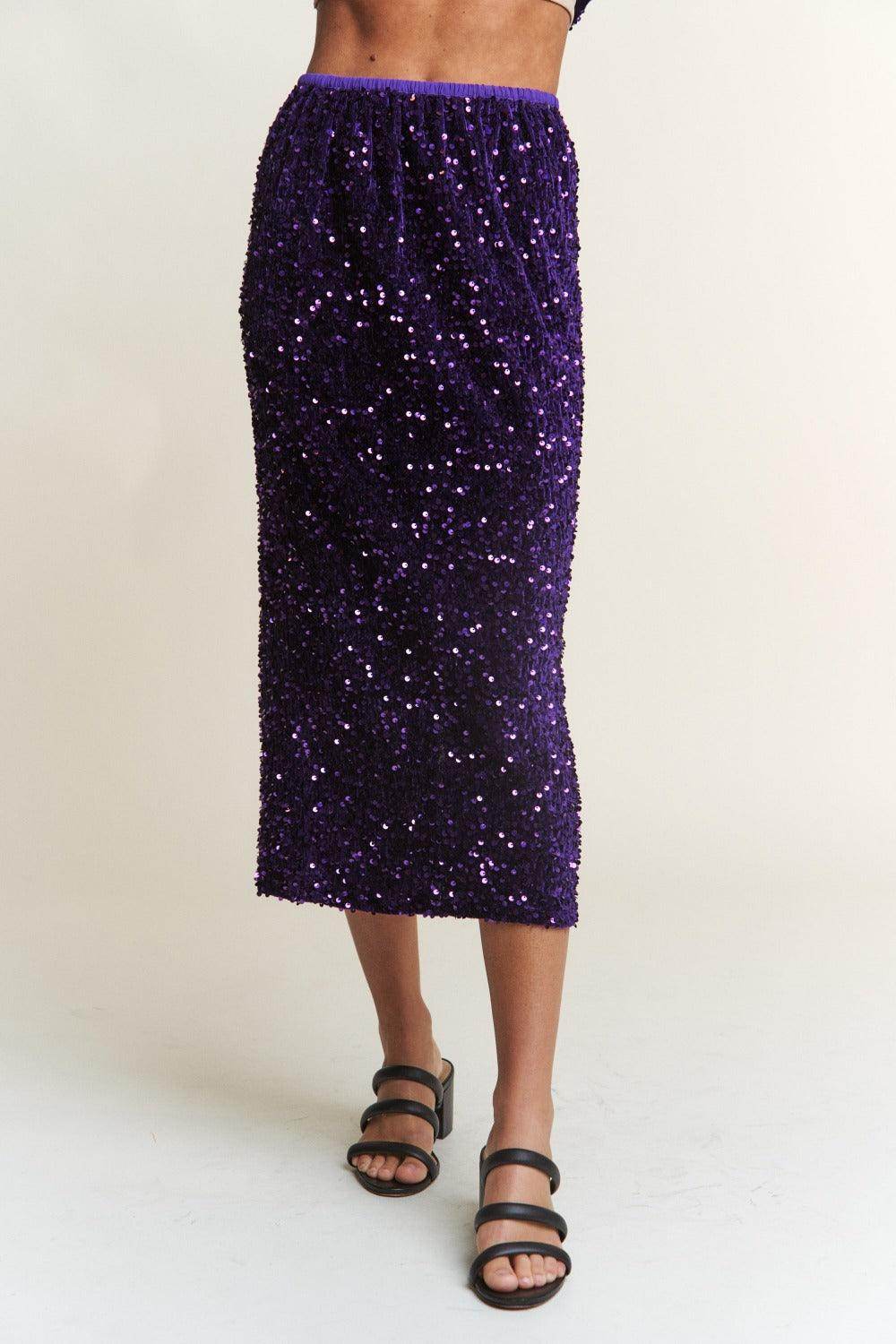 J.NNA Sequin Back Slit Midi Skirt for Glamorous Style - Selvanelle