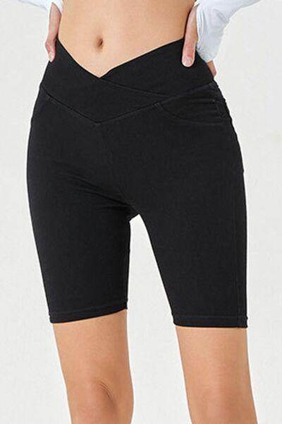 Basic Bae Asymmetrical Waist Denim Shorts With Pockets - Selvanelle