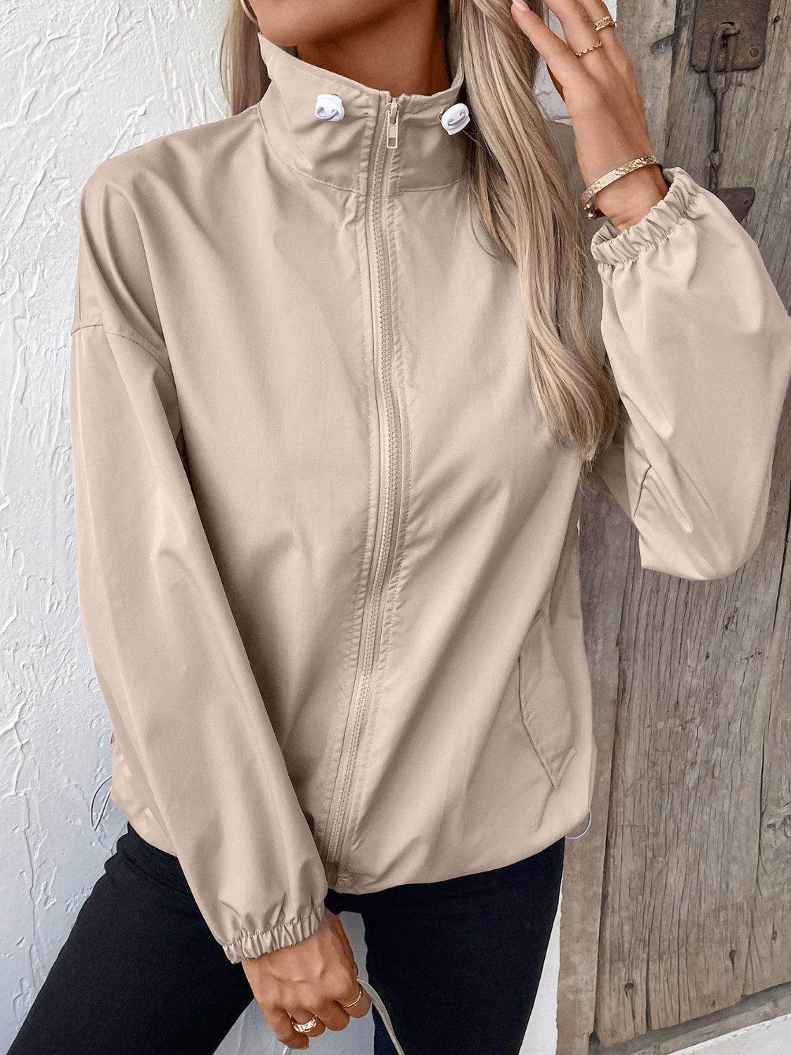 Ivy Lane Pocketed Zip Up Long Sleeve Jacket for Women - Selvanelle