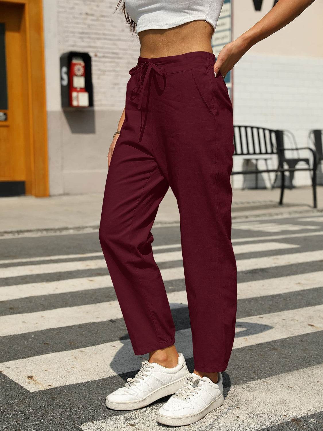 Elastic Waist Tapered Pants - Selvanelle
