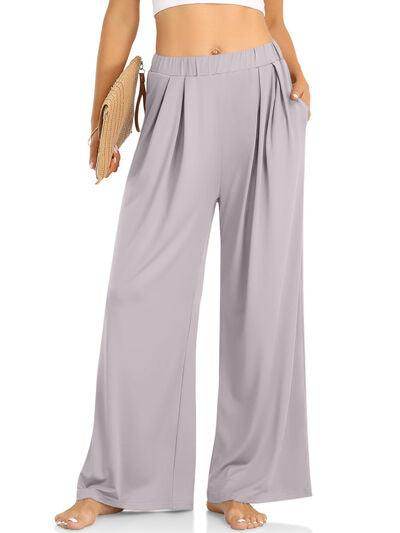 Elastic Waist Wide Leg Pants for Women in Various Sizes - Selvanelle