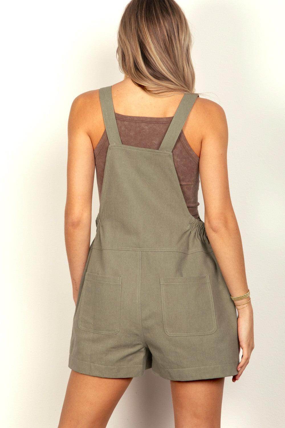 Very J Adjustable Suspender Overalls with Pockets for Women - Selvanelle