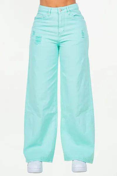 American Bazi High Waist Distressed Wide Leg Jeans Women - Selvanelle