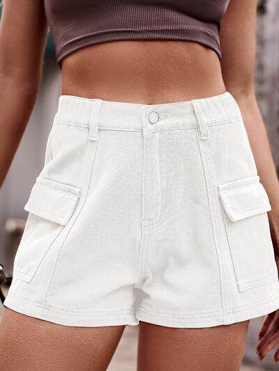 High Waist Denim Shorts with Pockets for Summer Style - Selvanelle