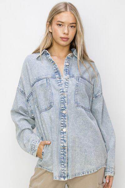 RISEN Button Up Long Sleeve Shacket for Stylish Layering - Selvanelle
