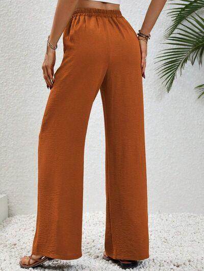 Wide Leg Drawstring Pants for Women in Opaque Fabric - Selvanelle