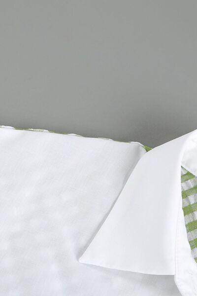 Two-Tone Plaid Button Down Long Sleeve Shirt for Women - Selvanelle