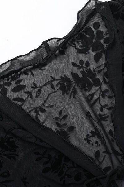 Double Tied Long Sleeve Blouse in Sheer Chiffon Style - Selvanelle