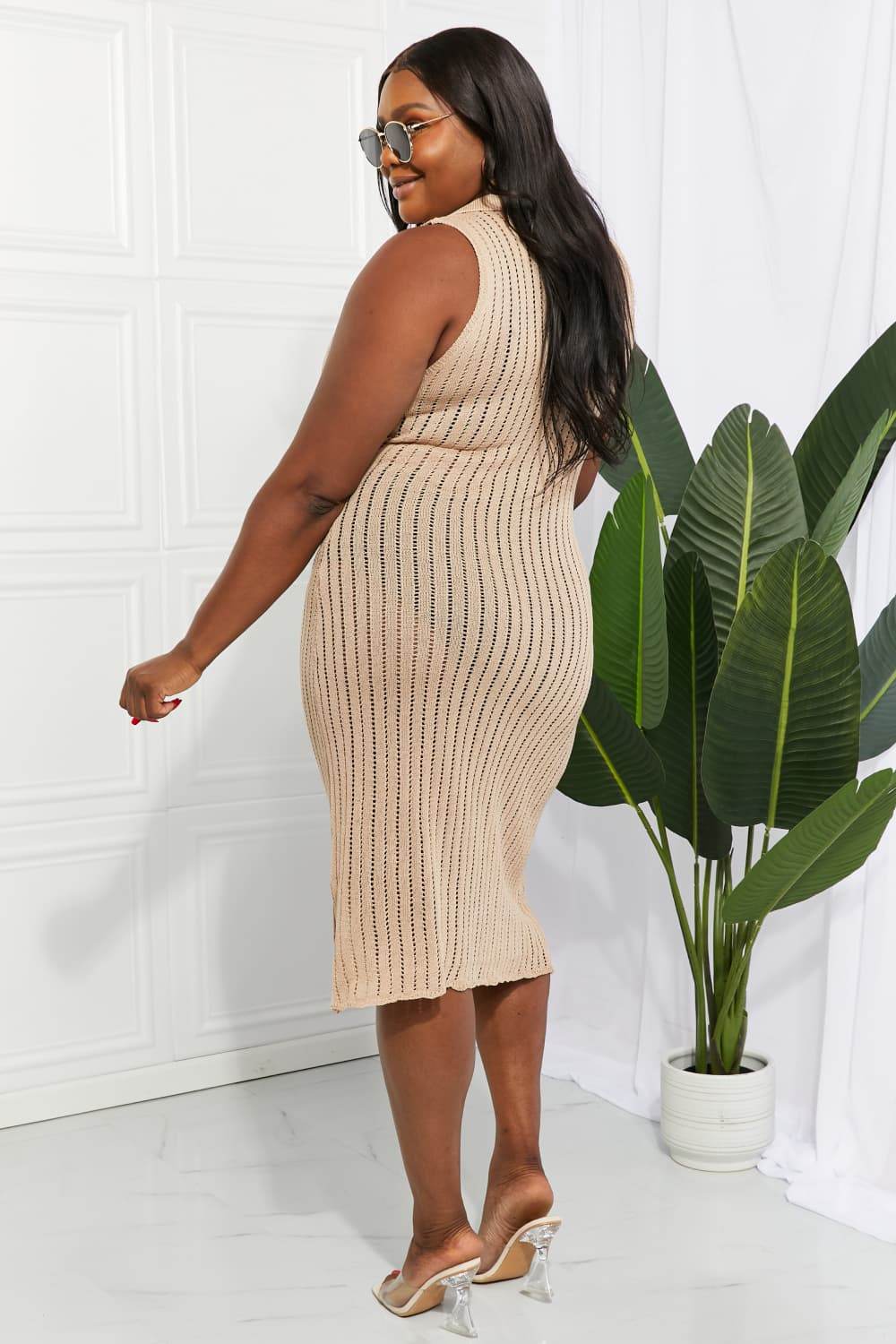 Openwork Johnny Collar Cover Up Dress - Selvanelle