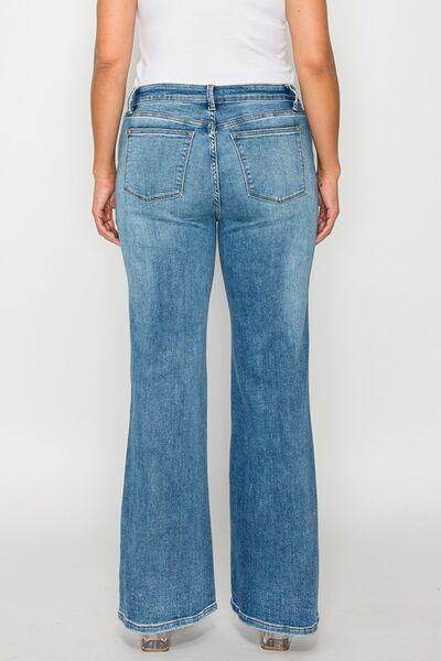 bytos Full Size Cat's Whiskers Bootcut Jeans for Women - Selvanelle