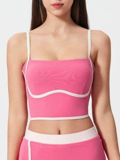 Millennia Contrast Trim Square Neck Active Cami with Pads - Selvanelle