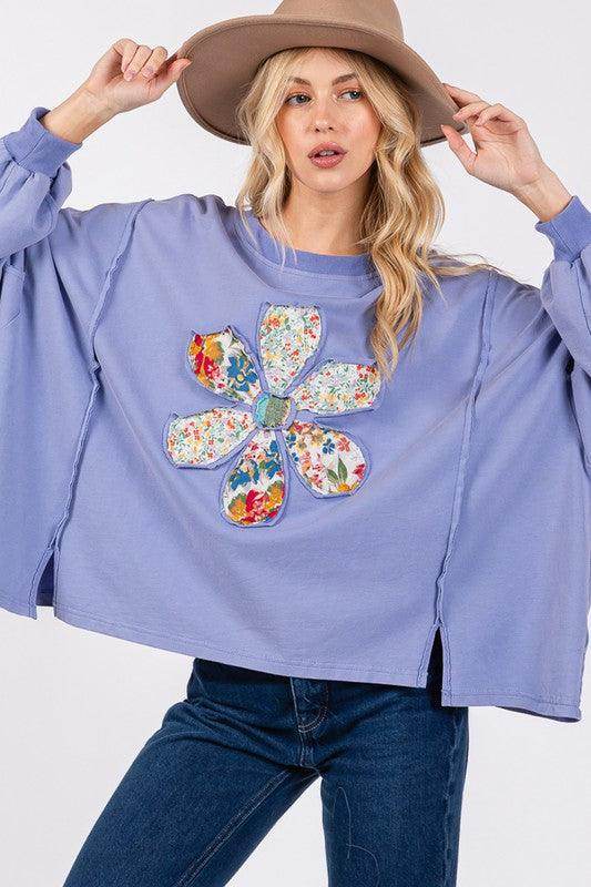 SAGE + FIG Flower Patch Dropped Shoulder Oversize Top - Selvanelle