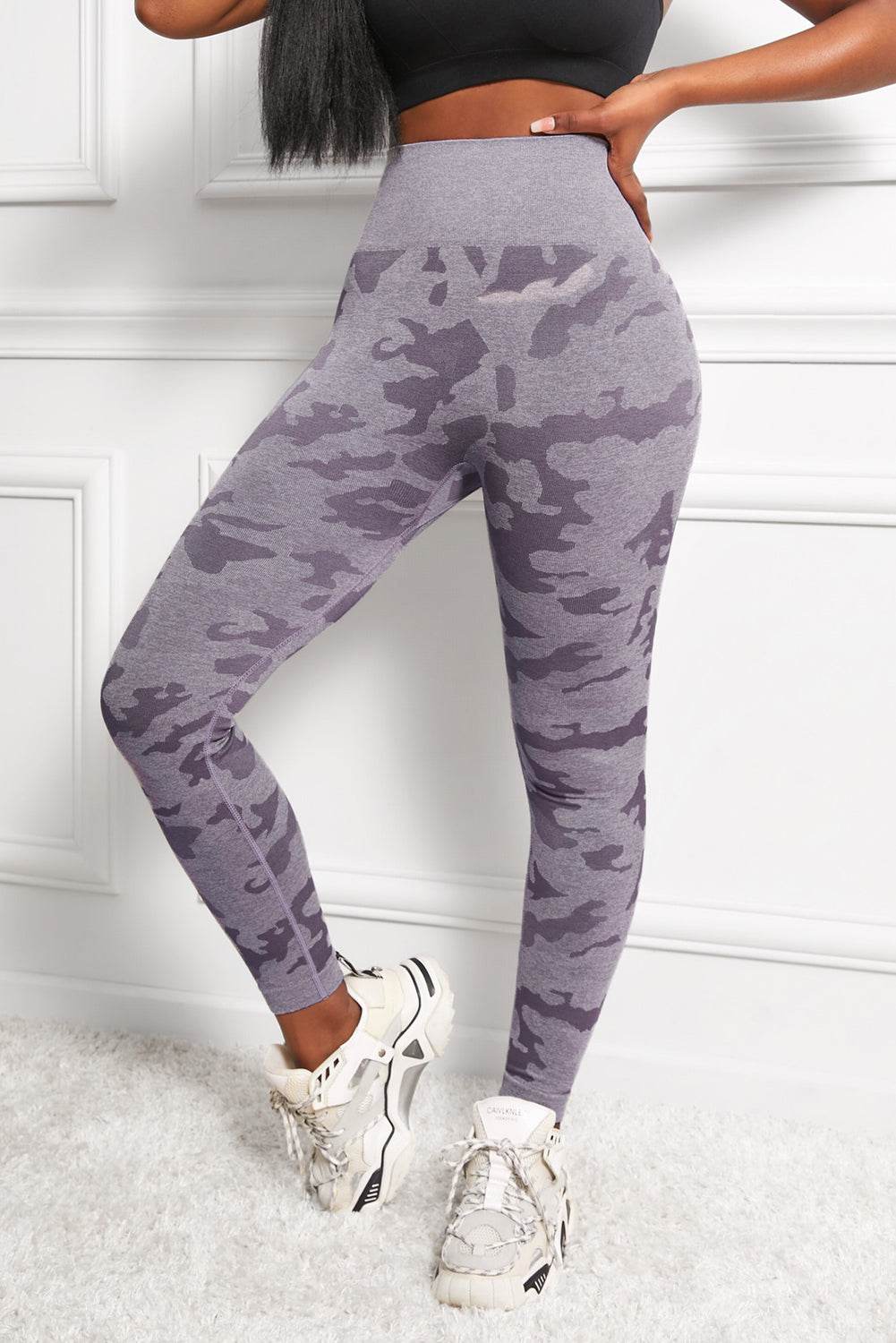 Camo Print Seamless High Waist Yoga Leggings - Selvanelle